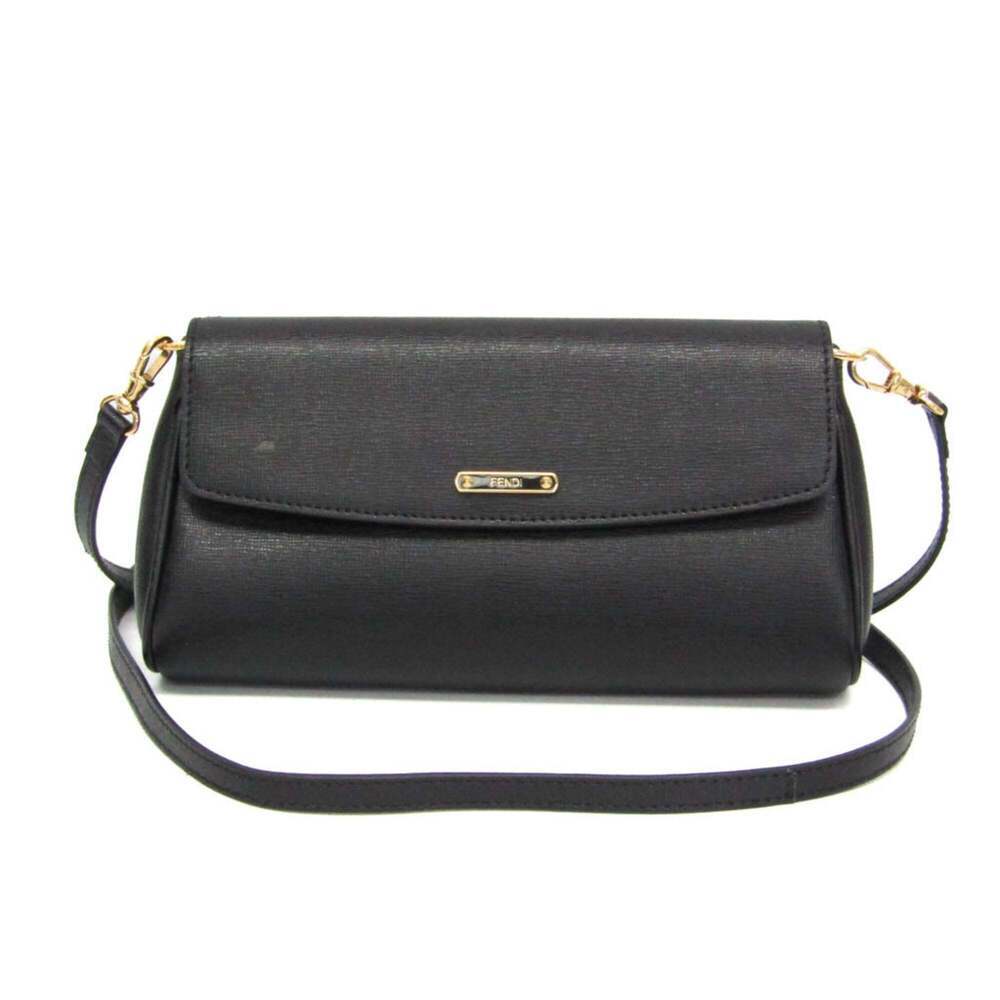 FENDI Black Leather Shoulder Bag